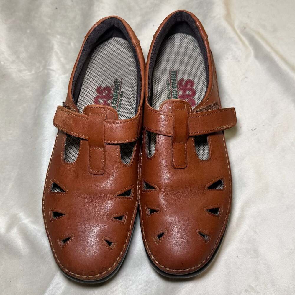 SAS Roamer Chestnut Brown Leather Mary Jane Comfort Shoes